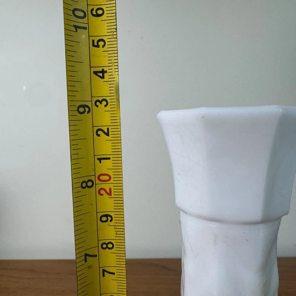 Vintage White‎ Milk Glass Stars and Bars Pattern Bud Vase MCM Decor